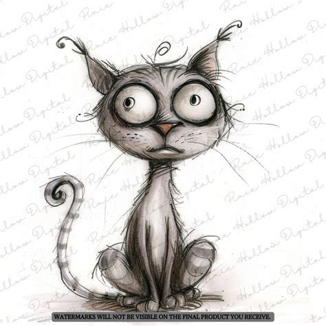 Clip Art Bundle Whimsical Cat Pngs Scruffy Cute Cats For Junk