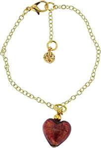 Amazon GlassOfVenice Murano Glass Heart Charm Bracelet Purple