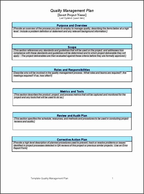 Free Quality Control Plan Template Excel