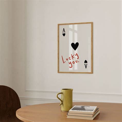 Lucky You Print Ace Of Spades Print Playing Cards Poster Quirky Wall Art Bar Decor Kitchen