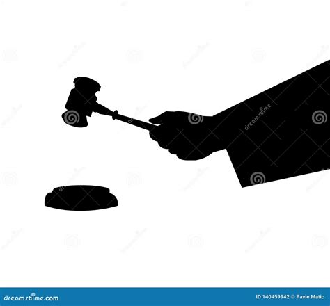 Judge Hammer Hitting Silhouette Vector Illustration | CartoonDealer.com #140459942