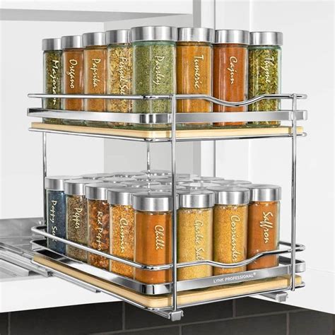 The Spice Rack Is Full Of Spices And Seasonings