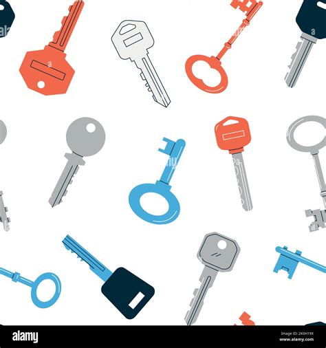 Keys Pattern Seamless Print Of Doodle Vintage Key Collection Of