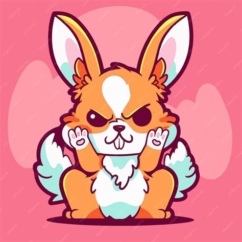 Premium Vector | A cartoon rabbit with a tag that says rabbit on it.