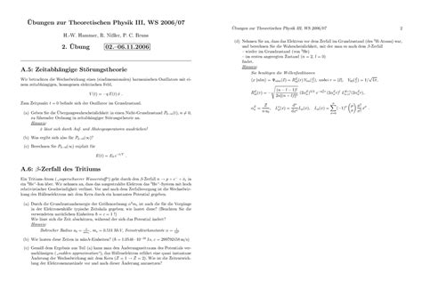 Blatt Bungen Zur Theoretischen Physik Iii Ws H W