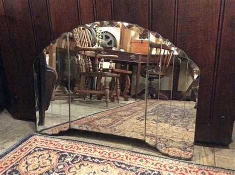 Art Deco Large Cut Glass Frameless Wall Mirror Fluted Edged Shaped