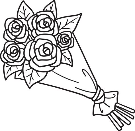 Ramo De Flores Aislado Para Colorear P Gina Para Ni Os Vector