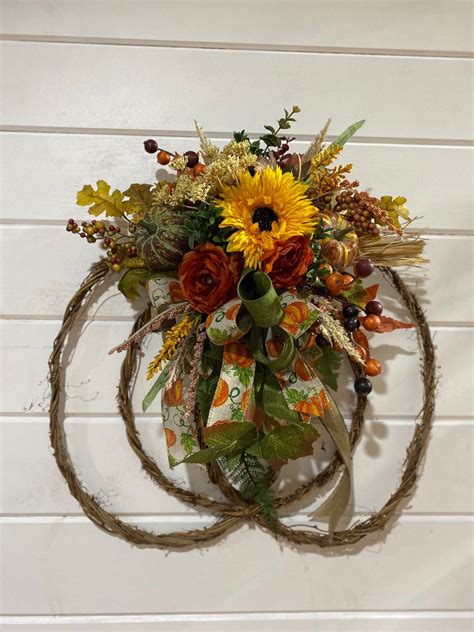 Pumpkin Grapevine Wreath Fall Grapevine Wreath Fall Decor Etsy