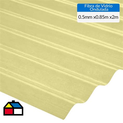 Plancha Fibra De Vidrio Ondulada Amarillo 0 5mmx0 85mx2 0m Sodimac