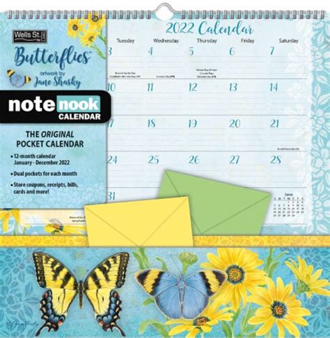 2022 Butterfly NoteNook Wall Calendar by Lang, 12 x 12 in - Kroger