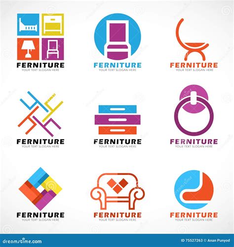 Furniture And Decor Modern Logo Vector Set Design Stock Vector