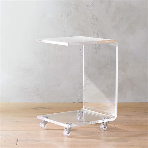 Glass C Table With Wheels - Glass Designs