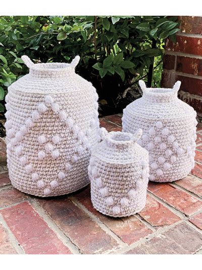 Decorative Bobble Basket Set Crochet Pattern Rawcraft