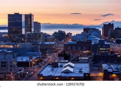 Downtown Anchorage Alaska City Skyline Twilight Stock Photo 1285576702 ...