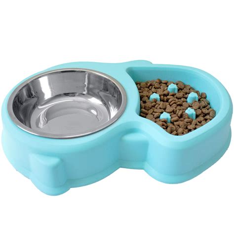 Slow Feed Anti Choke Pet Bowl Feeder With Stainless Steel Metal Dog