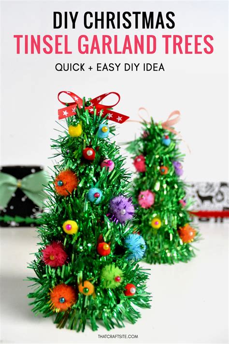 Diy Pom Pom Tinsel Garland Christmas Tree