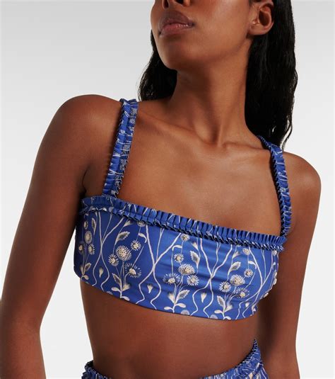 Olmo Printed Bikini Top In Blue Agua By Agua Bendita Mytheresa