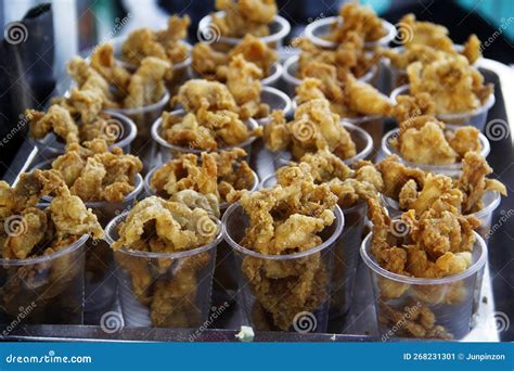 Freshly Cooked Filipino Street Food Deep Fried Chicken Skin Stock Image Image Of Flavor