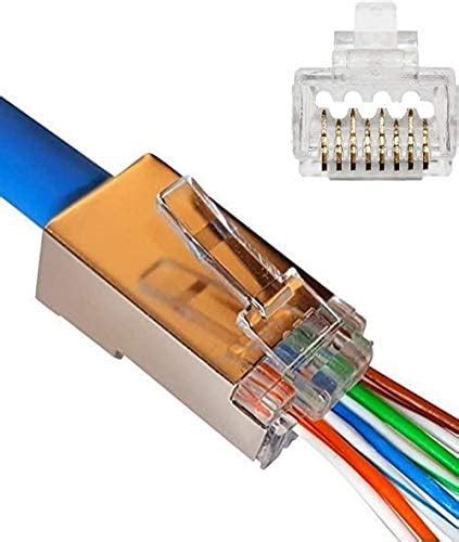 Ubigear 100 Pcs Cat5e Rj45 Pass Through Network Cable Modular Plug 8p8c Gold Plated