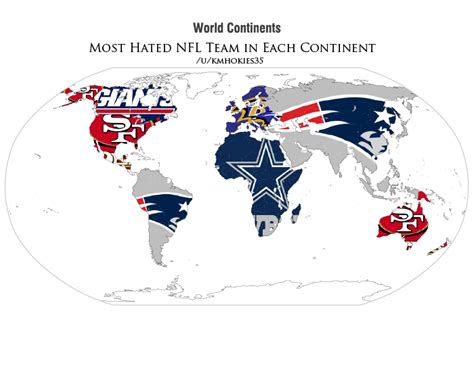 NFL Teams By State Redditor Provides Map Of Most Hated Football Teams