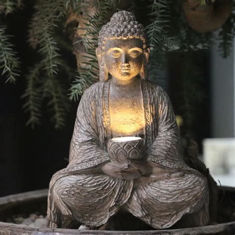 Zen Buddha Solar Statue