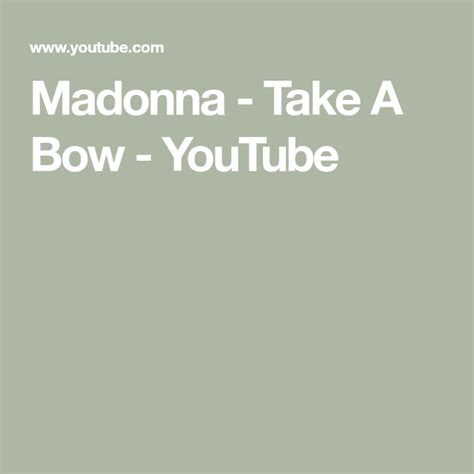 Madonna - Take A Bow - YouTube | Madonna, Madonna albums, Take that