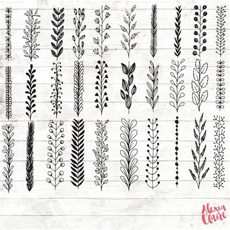 Leaf Botanical Clipart 33 Hand Drawn Leaf Border Clipart Leaf Border Art Botanical Logo Elements ...