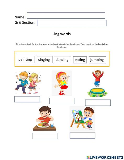 Action Words Worksheet For 2nd 4th Grade Lesson Planet Worksheets