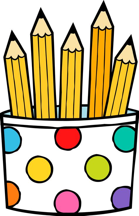 Colored Pencils In A Polka Dot Cup