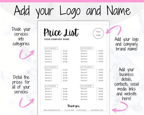 Printable Hair Salon Price List Template Printable Templates Free