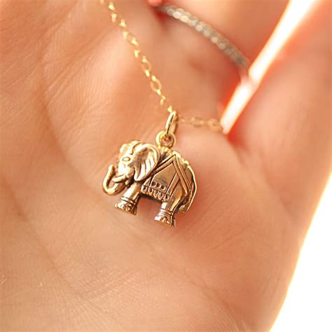 Elephant Necklace Gold Filled Chain Golden Bronze Elephant Etsy