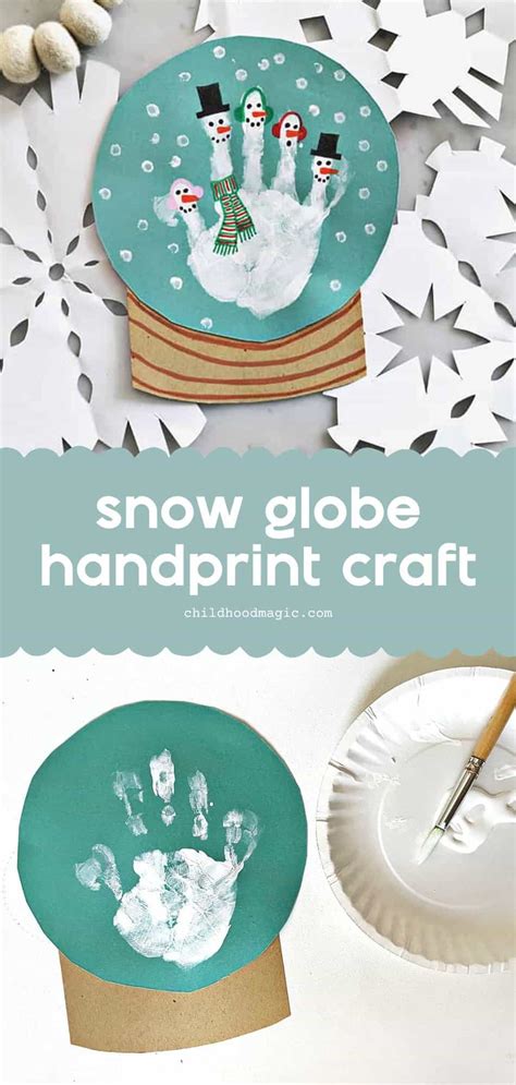Snow Globe Craft with Handprints - Childhood Magic | Preschool ...