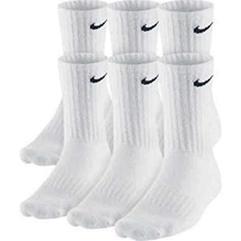 Nike Dri Fit Classic Cushioned Crew Socks 6 Pair White With Black Swoosh Logo Large 8 12