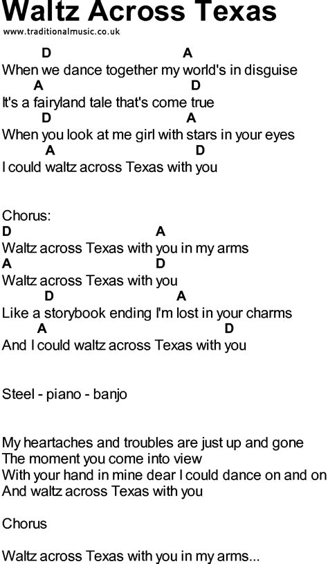 Bluegrass songs with chords - Waltz Across Texas