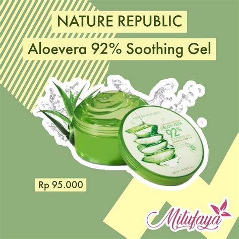 Nature Republic Aloe Vera Soothing Gel 92 Aloevera Pelembab