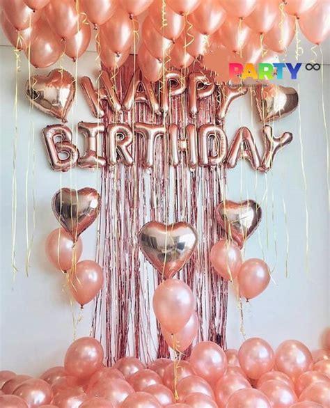 Rose Gold Happy Birthday Decoration Set | 21st Rose Gold Birthday Party ...