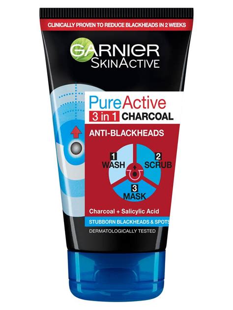 Garnier Pure Active Intensive Charcoal 3 In 1 Wash Scrub And Mask 150ml