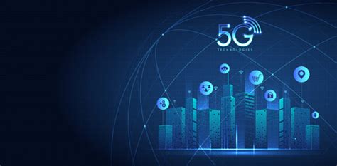 5g Technology With Computer And Mobine Network Vector Image