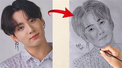 How To Draw Bts Jungkook Step By Step Drawing Tutorial Arts Man