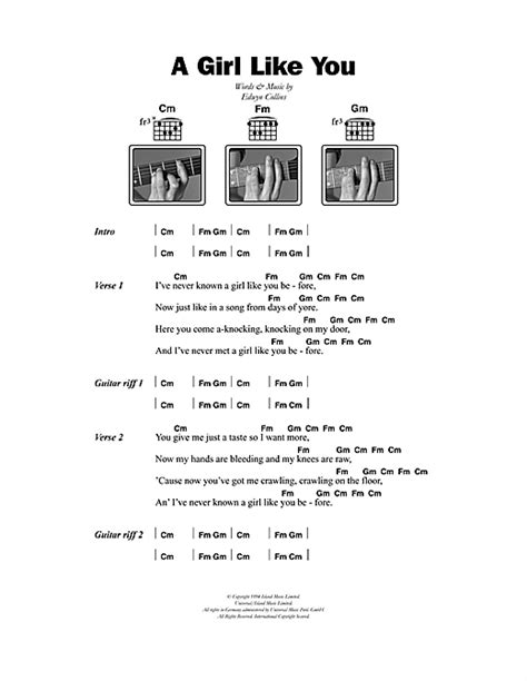 Edwyn Collins A Girl Like You Sheet Music For Guitar Chords Lyrics Download Pdf 49798