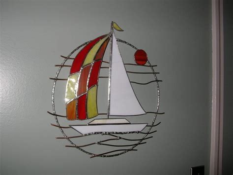 Stained Glass Sailboat Stained Glass Crafts Stained Glass Ornaments