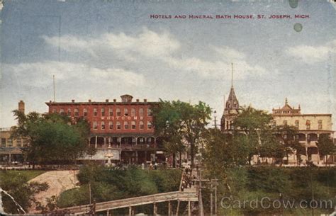 Hotels and Mineral Bath House St. Joseph, MI Postcard