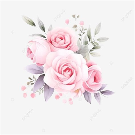 Pink Pastel Watercolor Rose Flower Bouquet Arrangement Banner