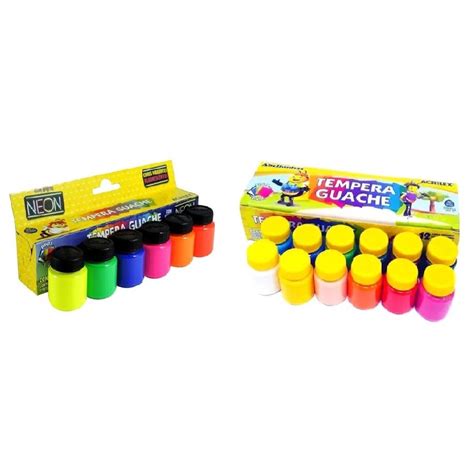 Kit 2 Tinta Tempera Guache 12 Cores Neon 6 Cores 15 Ml Shopee Brasil