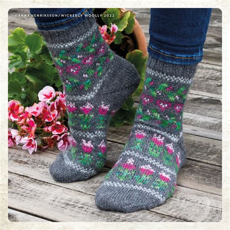 Midsummer Flowers Socks Pdf Knitting Pattern Etsy