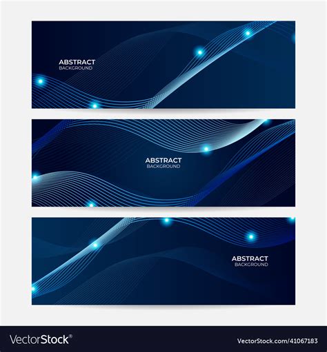 Set Of Abstract Geometric Dark Navy Blue Banner Vector Image