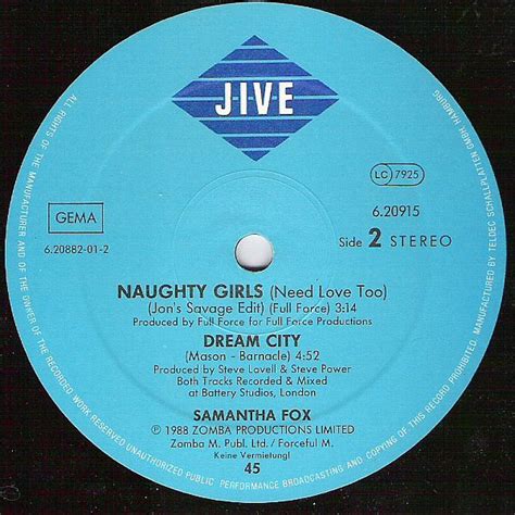 Samantha Fox Naughty Girls Need Love Too 12″ Maxi Akerrecords Nl