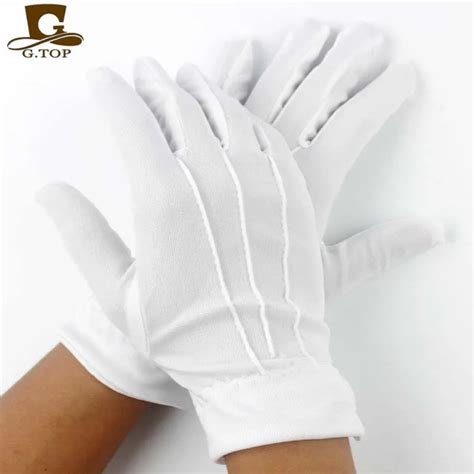 Womens Men Stretch Nylon White Parade Formal Gloves With Snap Wrist Closure In Gloves And Mittens