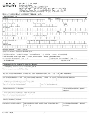 Unum Short Term Disability Claim Form Ccrta Fill And Sign Printable