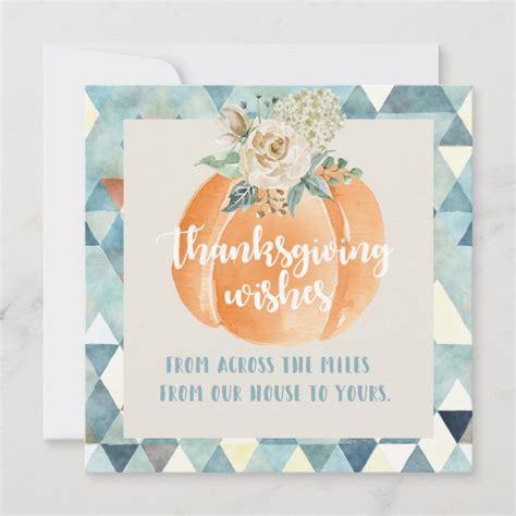 Elegant Modern Thanksgiving Wishes Floral Holiday Card